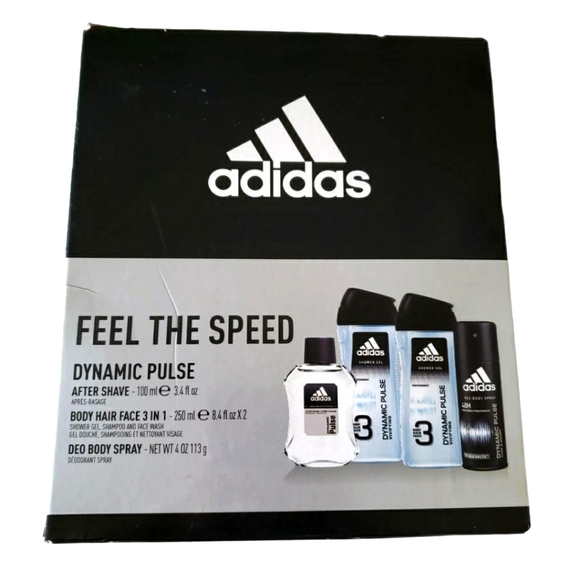 adidas Other - Adidas Dynamic Pulse 4 Piece Men's Gift Set NEW in box After Shave Body Spray